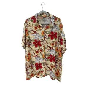 Disney Parks Mickey Pluto Donald Hawaiian Button Down Shirt Size XXL